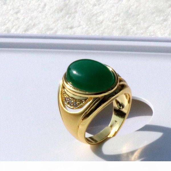 

y women 's large vintage 18 k solid yellow gold green agate stone sweethearts ring side round cut a +cz plated brass, Slivery;golden