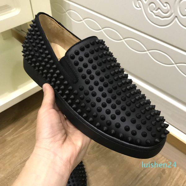 

novelty men's casual shoes spiked rivets low slip-on simple style trend male loafers popular comfortable men shoes l24, Black