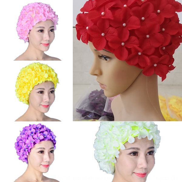 

2019 new three-dimensional flower hair care swimming cap long short hair spring women's swimming cap
