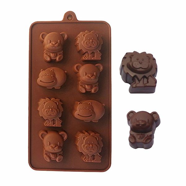 Forma Urso Lion Hippo Silicone Forma Jelly Chocolate Soap Bolo de jóias DIY Utensílio Para O Cozimento Formulário de decoração do bolo Mold