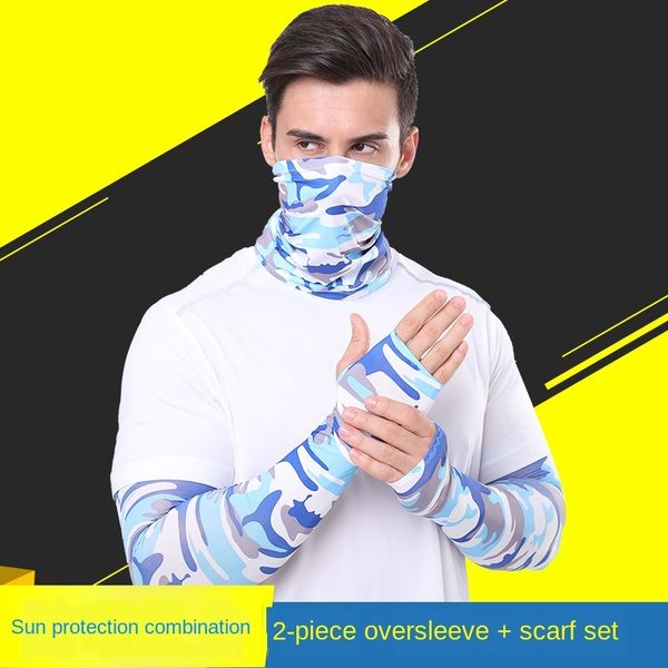 

uu6hq 2-in -1 ice silk sun-proof sleeve + headscarf combination uv-proof quick-drying sleeve face headscarf outdoor sports towel summer outd