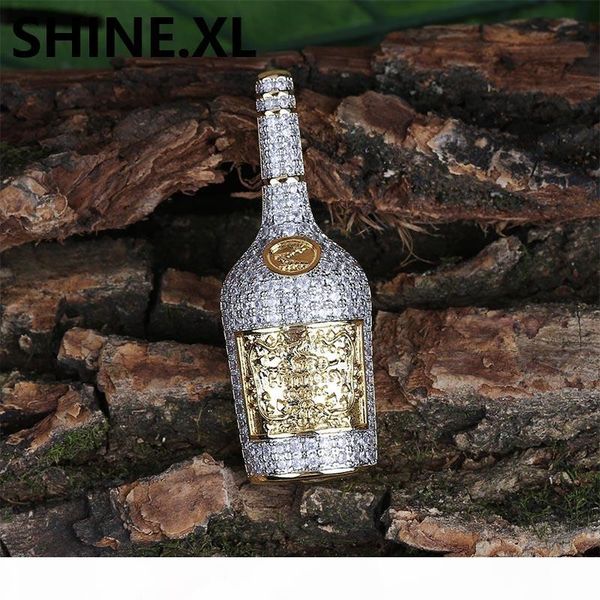 

18k позолоченный виски бутылки вина ожерелье iced out cz mens hip hop jewelry street style gift jewelry, Silver