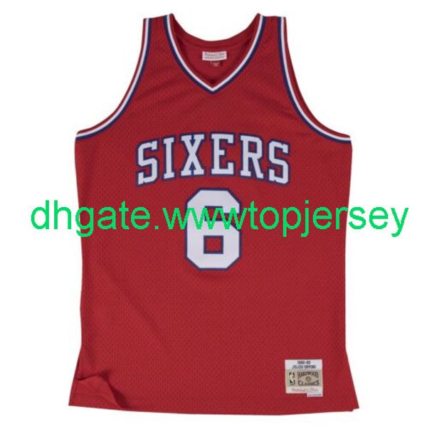 

дешевый julius erving # 6 mitchell ness майки для баскетбола красного 1982-83 джерси отсылок веста прошитой, Gray
