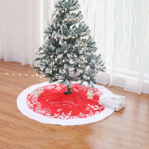 

christmas decorations diameter 122cm white red flannel embroidered snowflake tree skirt silver gold xmas year home decoration tool