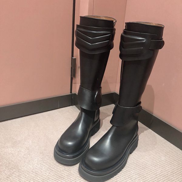 

нового кожаного knight boots женщин сексуальных платформ колено сапоги женщина партия зимняя обувь zapatos de mujer 2020, Black