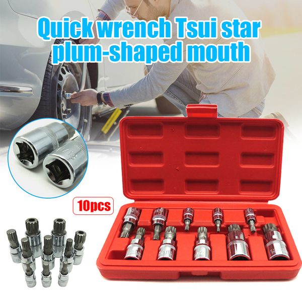 

10pcs 12 point triple square spline bit socket kits s2 steel 4mm-18mm set mf999