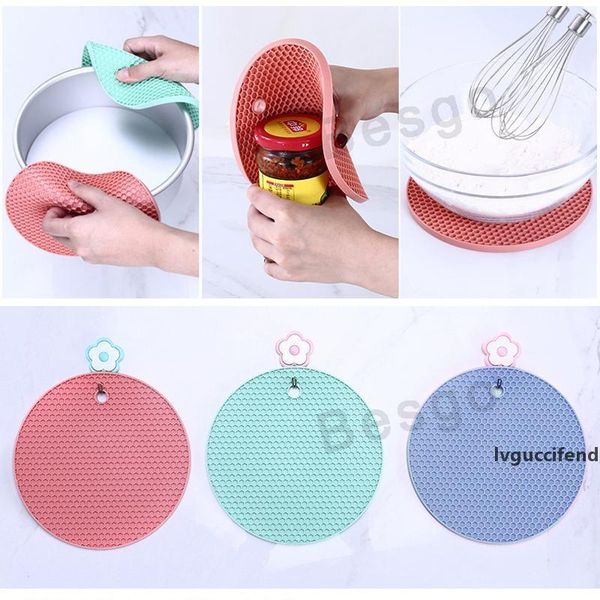 

round honeycomb silicone mat high temperature resistance heat insulation table placemats non slip bowl pot drink cup pad coasters dbc bh2735