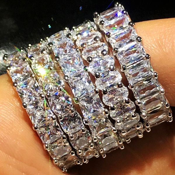 

sparkling luxury jewelry 5 style 925 sterling silver clear white z cz diamond party promise women wedding band ring for lovers' gift