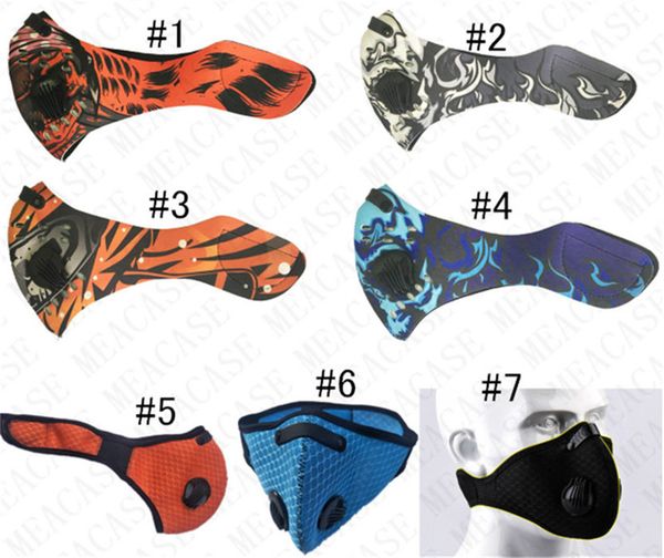

men women brand face mask with double breather value and one filter outdoor cycling anti dust haze mouth cover masks 7color d7716