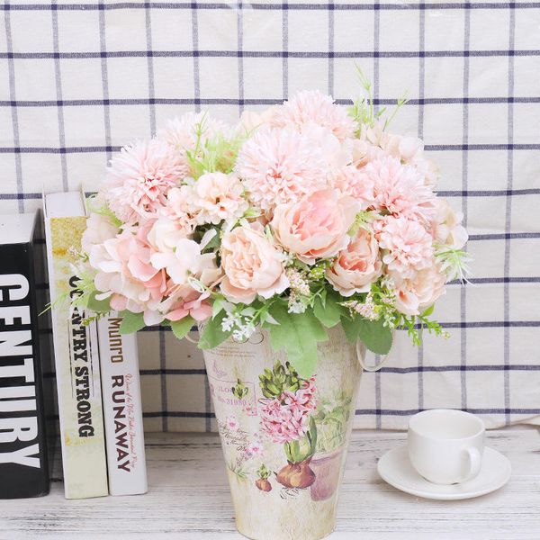 

artificial silk buds rose flower plants plastic stem bouquet fake wedding decoration garden floral office bedroom party