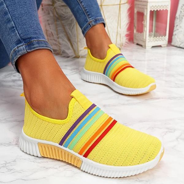 

woman fashion rainbow vulcanized women sneakers female casual flats ladies casual slip on shoes women's 2020 new plus size 35-43, Black