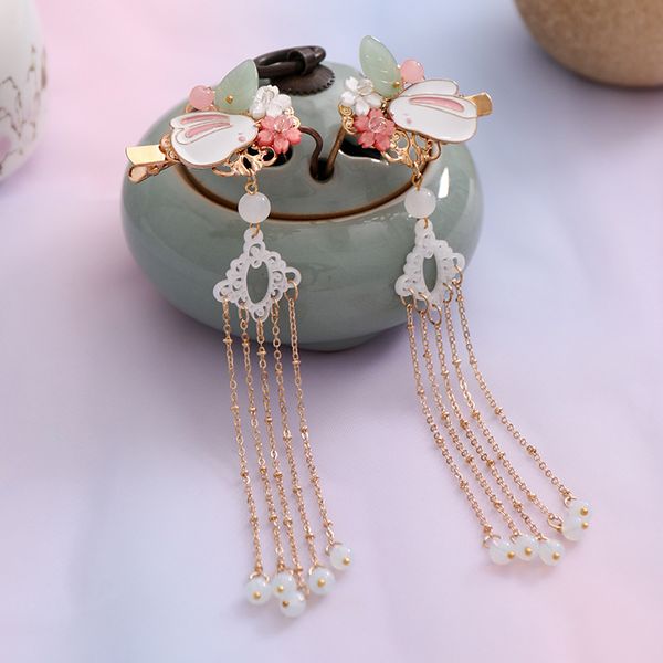 

high fashion delicate retro ancient chinese hanfu dress long tassel hairpins clips women girl performance headpieces jewelry, Golden;silver