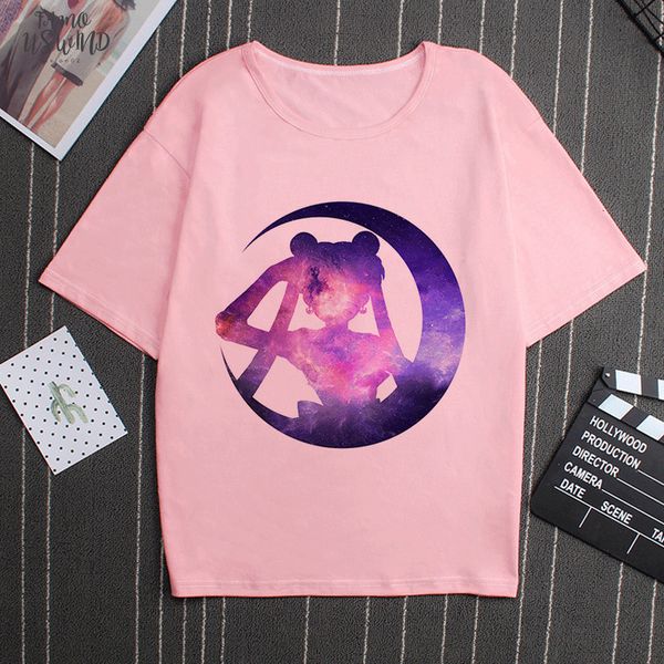 

sailor moon 90s funny pink t shirt harajuku tshirt aesthetic anime fashion t shirt kawaii graphic ullzang women clothes, White