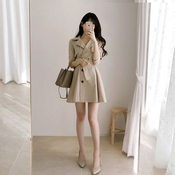 

women's trench coats 2021 spring women casual coat with sashes oversize double breasted vintage cloak overcoats windbreaker j210, Tan;black