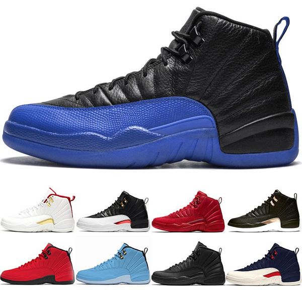 

12 game royal men basketball shoes 12s fiba reverse taxi white grey mens designer trainer sports athletic sneakers size 41-47