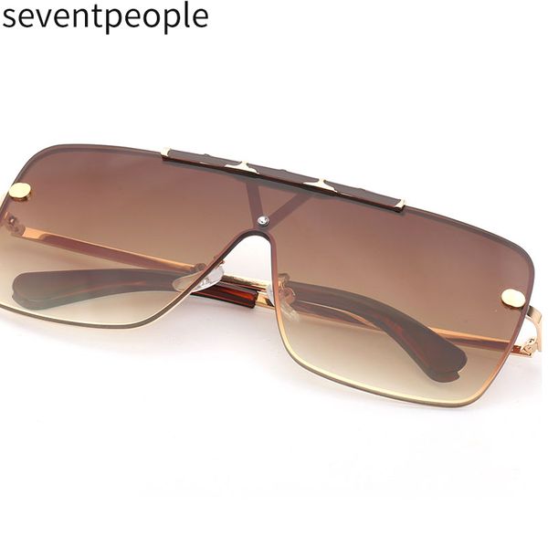 

fashion flat oversized square sunglasses women 2020 new arrival one-piece sun glasses metal female uv protection, White;black