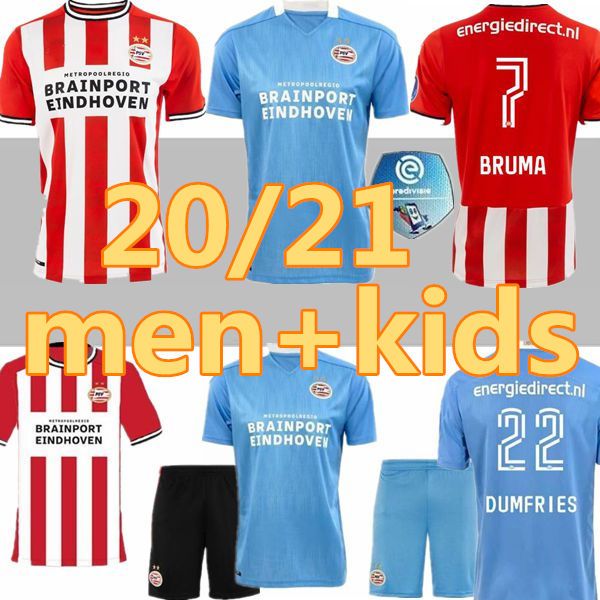 

men + kids 20 21 psv eindhoven soccer jersey 2020 2021 football shirt malen camisa de futebol ihattaren dumfries gakpo bruma lammers home, Black;yellow