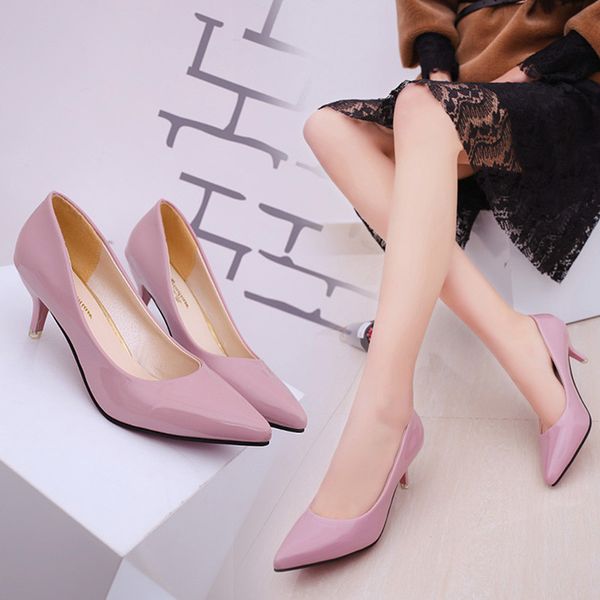 

5.5cm shallow thin high heels pumps dress party office lady's pumps pointed toe summer women shoes, Black