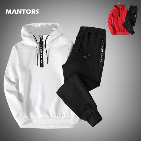 

solid color tracksuits men's sets spring autumn hoodies sportswear set casual men 2 pieces set zipper hoodies+pants sports suits, Gray