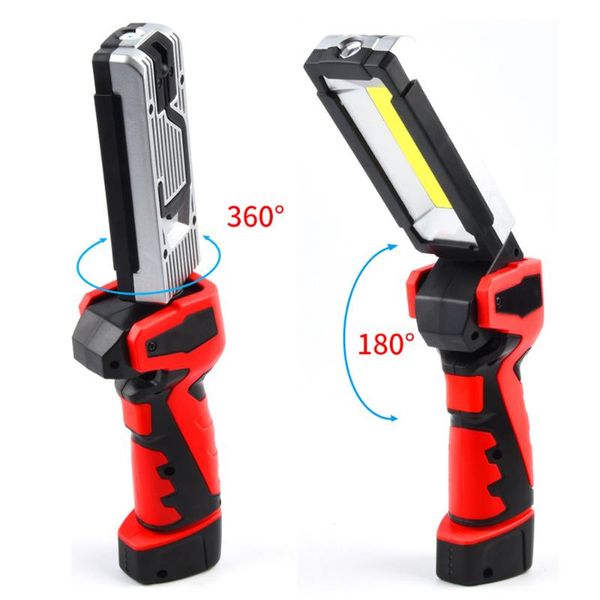 

portable lanterns profession dual 360Â° cob bulb work light 3400mah usb rechargeable inspection lamp torch car emergency flashing