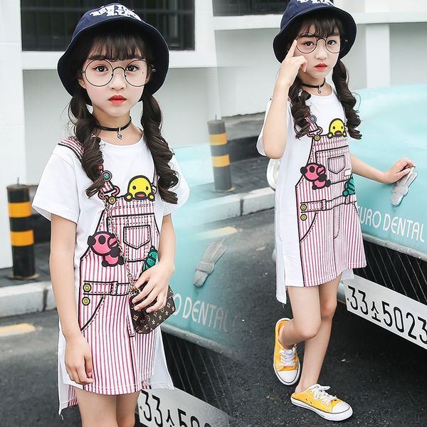 

wzmzv clothing girls 2019 new apron t-shirt base shirt korean style women's medium and large casual short sleeve fashion children, Blue