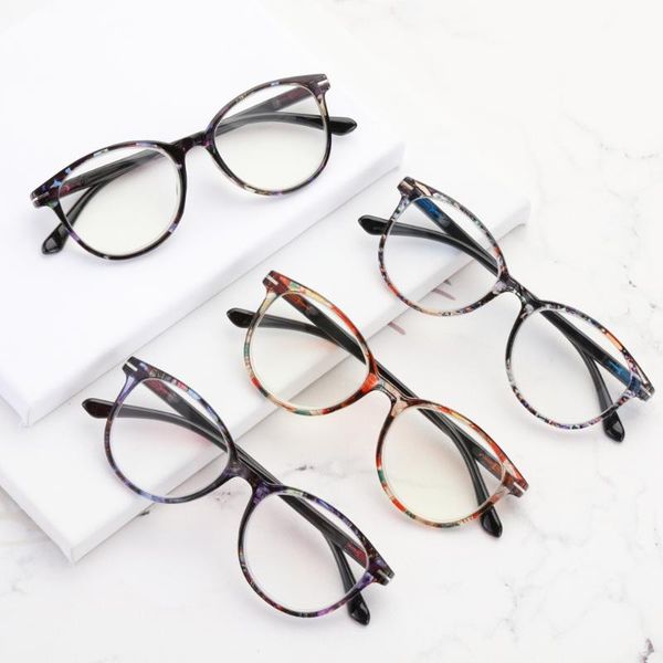 

1pc vintage round floral frame reading glasses presbyopia eyeglasses hinge lightweight ultra-clear vision eyewear accessories, White;black
