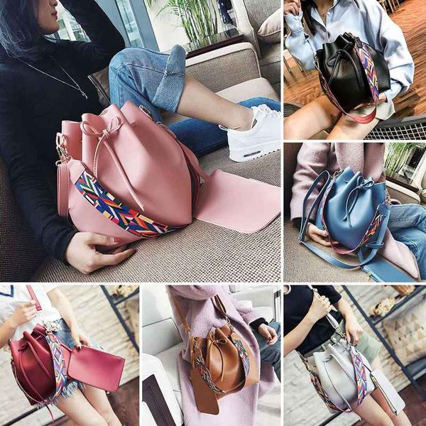 

pink fashion ladies bucket bag shoulder messenger bucket mother bag color shoulder strap