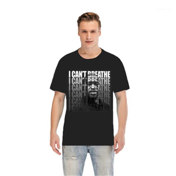 

new designer male crew neck loose casual tees i can't breathe man t-shirt fashion 3d printing short sleeve tees summer, White;black