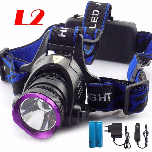 

high powerful q5 t6 l2 led headlamp frontal head light headlight lamp torch 18650 battery ac charger for fishing camping hunting