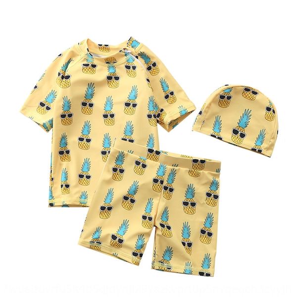 

children's pineapple split swimsuit boy's small and medium-sized children's yellow pineapple short-sleeved baby boy's sw, Black;red