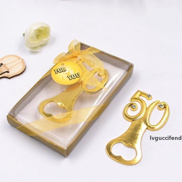 

beer bottle openers zinc alloy golden plated wedding souvenirs digital 50 bottle opener 50th birthday anniversary gifts