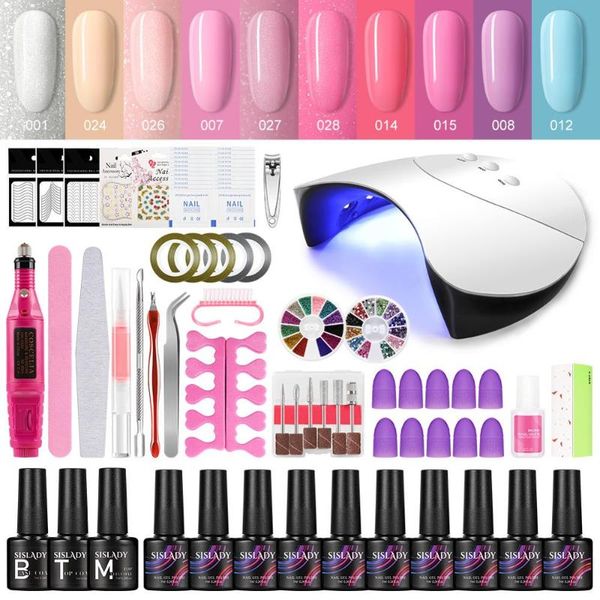 

sislady nail set uv led lamp for manicure gel nail polish set kit soak off gel varnish for art dryer machine tools