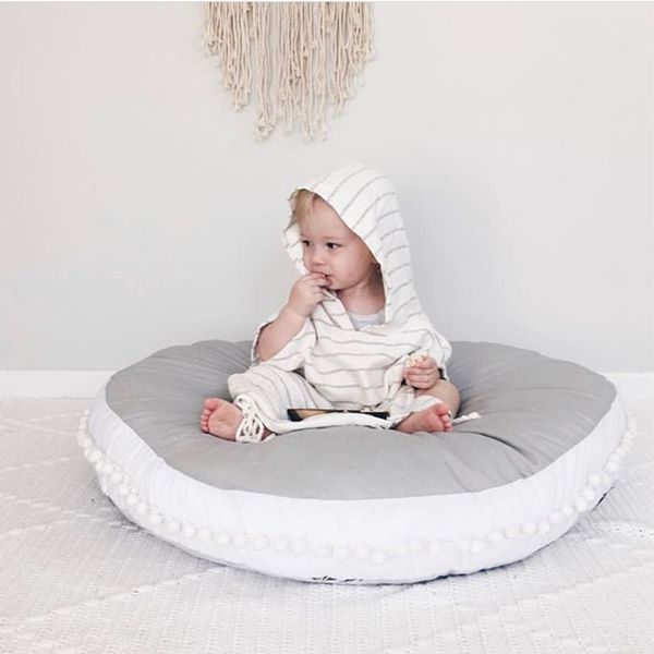 

k4gqh ins children's sitting carpet wool ball lace crawling mat cotton wool ball fabric lace baby sofa sitting blanket nordic interior