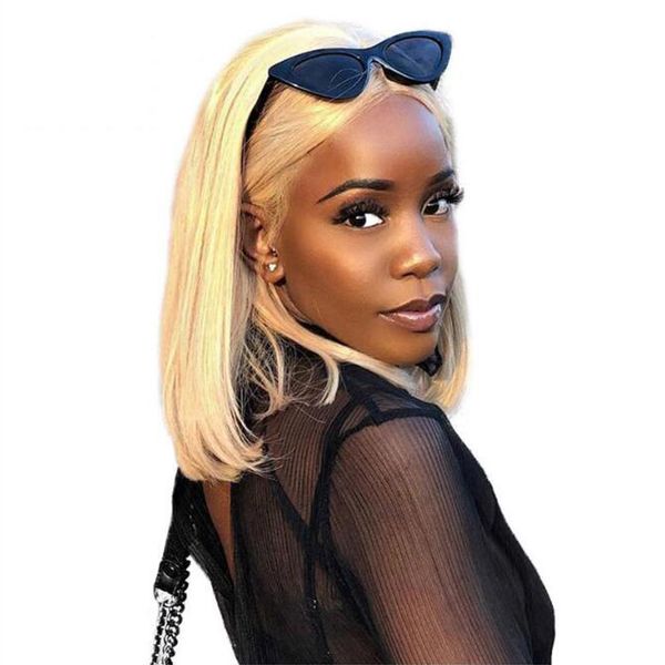 

13x4 613 Blonde Straight Human Hair Bob Wigs 8-14 Inch Brazilian Peruvian Indian Raw Remy Short Bob Lace Front Wigs for Black Women