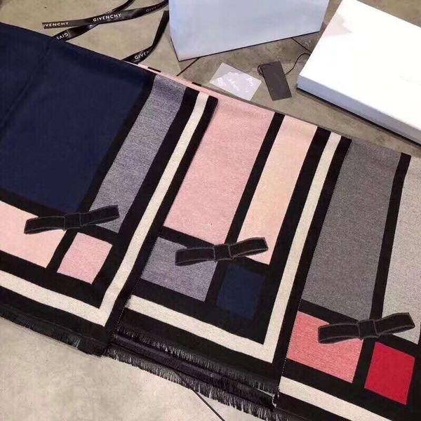 

fashion cashmere blended double sided bowknot scarf woman and men scarves classic big letter shawl size 180x70 cm without box, Blue;gray