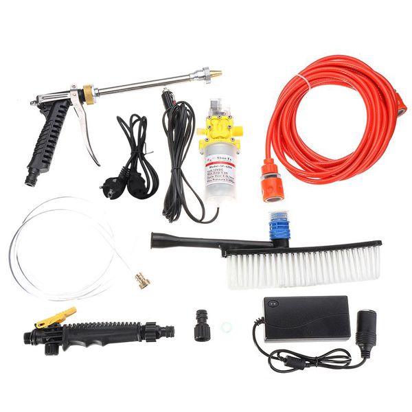

80w 12v dc portable car washer high pressure auto washing machine electric clean-guns device vehicle care tools kit hairbrush eu