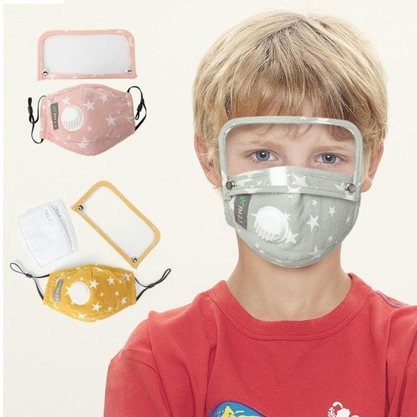 

Kids Children Designer Mask Removable Eye Shield with Breathing Valve Reusable Washable Protective Dustproof Earloop Cotton Masks FY9146