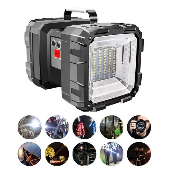 

portable lanterns dc 5v40w super bright double head searchlight usb rechargeable outdoor work light solar fishing