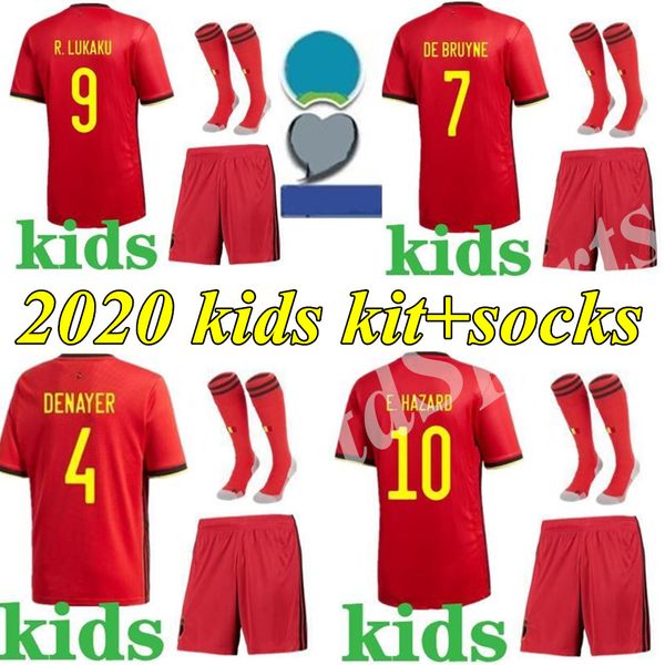

2020 european cup belgium soccer jersey kids kits home away 20 21 hazard lukaku kompany mertens de bruyne youth football shirt, Black