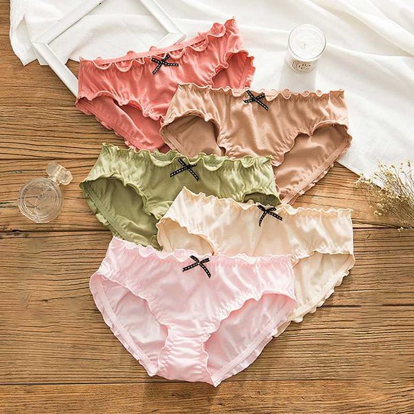 

women's panties cute ruffles underwear women pleated lace seamless underpants cotton solid lingerie girl briefs push up, Black;pink