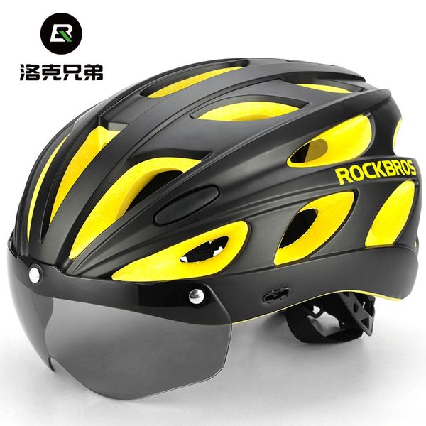 

locke brothers riding mountain road bicycle with wind mirror polarized bicycle helmet helmet one-piece forming colorful men and women
