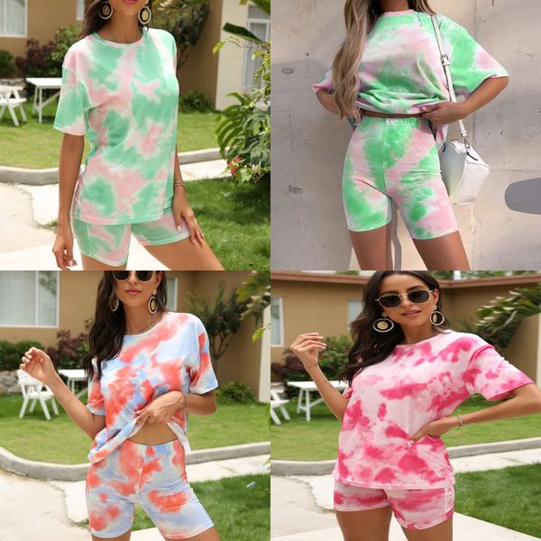 

2020 high end women girls set short sleeve vest t-shirt ceometric patterns print tee and tight leggings cropped trousers set suit#338, Gray