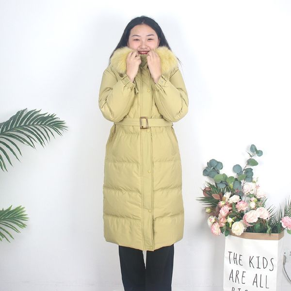 

off-season women's mid-length down jacket down jacket over-knee thickened korean style loose waist fashion 2020 new, Black