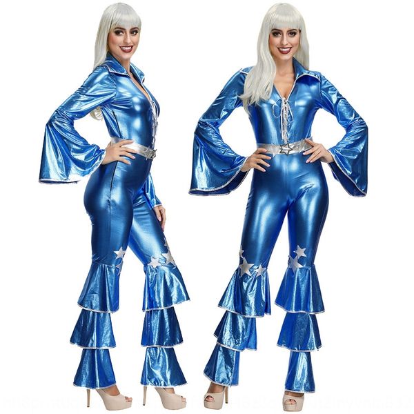 

gveeg wanshengjie костюм бар одежда часы одежда синий цельный 1970s диско производительность ночной бар вокалистка костюм производительности, Black;red