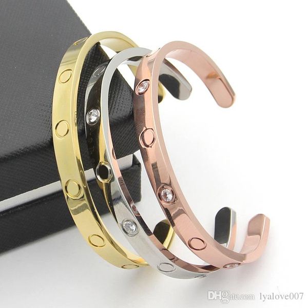 

love bracelets screw gift for lovers' stainlese steel rose gold plated jewelry wrist bracelet love bangle for women men, Black