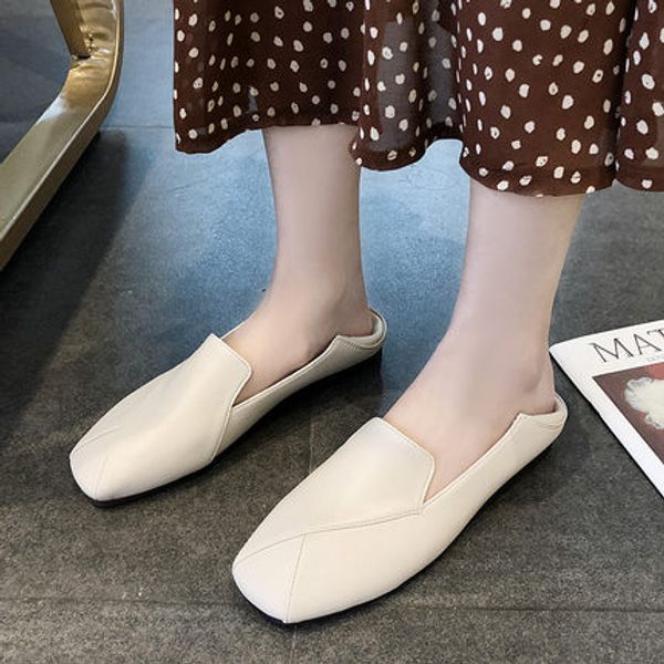 

xiaoxiangfeng retro lazy single pedal single shoes female 2020 spring and summer new ins tide flat bottom wild fairy shoes, Black