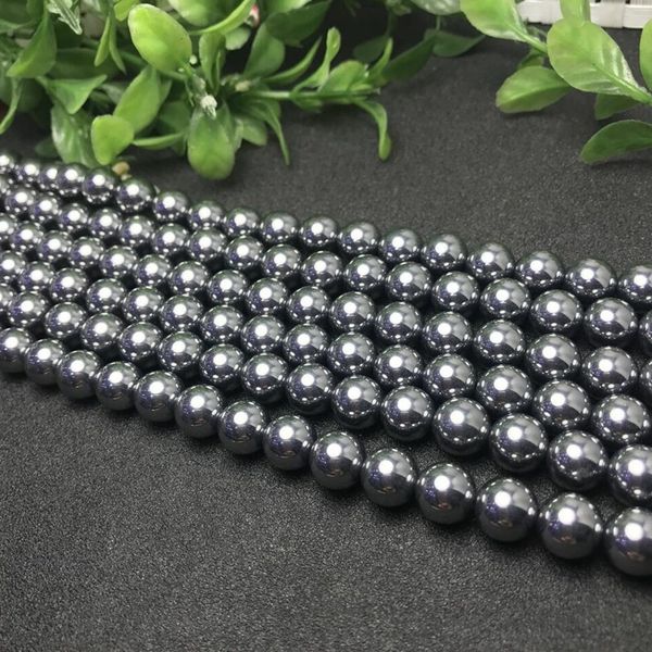 

ic4hf natural terahertz diy bracelet round beads scattered beads diy handmade bracelet necklace accessories crystal semi-finished products a, Silver