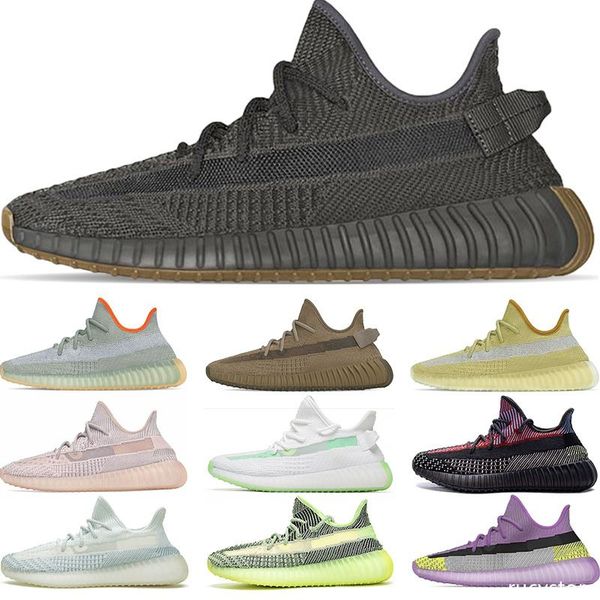 

cinder kanye west running shoes earth marsh desert sage cloud white static 3m reflective mens sneakers womens sports size 36-47