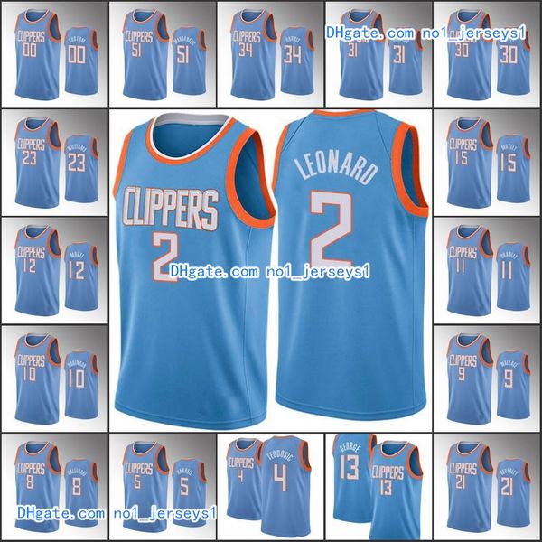 

los angeles clippers men kawhi leonard paul george lou williams montrezl harrell nba blue custom jersey, Black