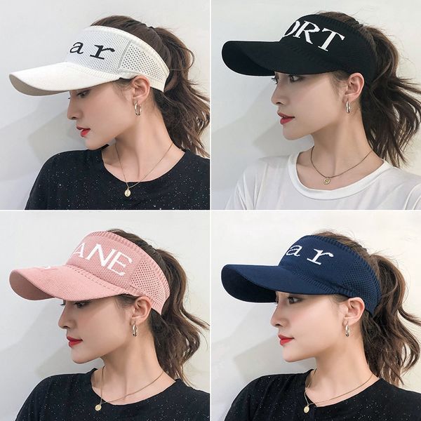 

2020 new hat female korean style summer simple all-match letter empty hat leisure sunshade outdoor sports outdoor sports of sunshade, Blue;gray